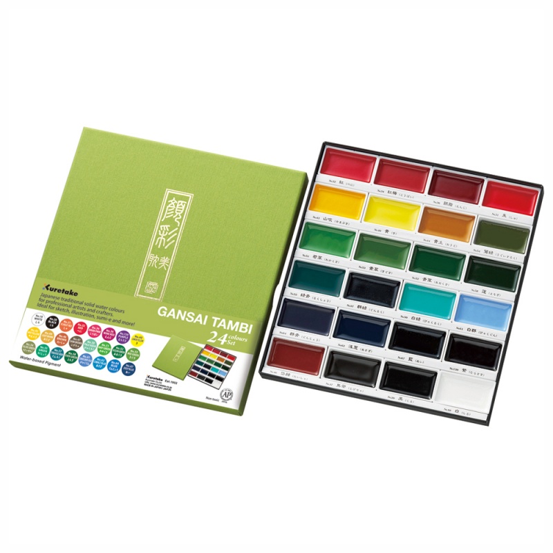 Akvarelové farby GANSAI TAMBI od značky Kuretake prinášajú sadu 24 odtieňov prekrásnych a výrazných odtieňov akvarelových farieb. Sú vhodné pre vý
