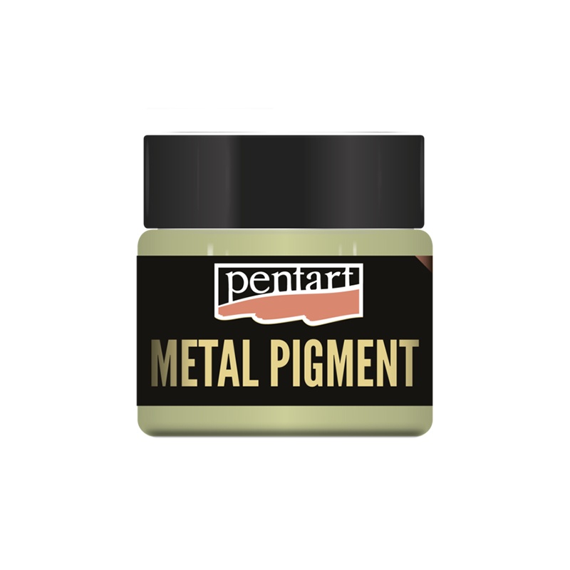 Pigmentový prášok s kovovým efektom (Metal pigment). Jemne mletý prášok obsahujúci skutočné kovo