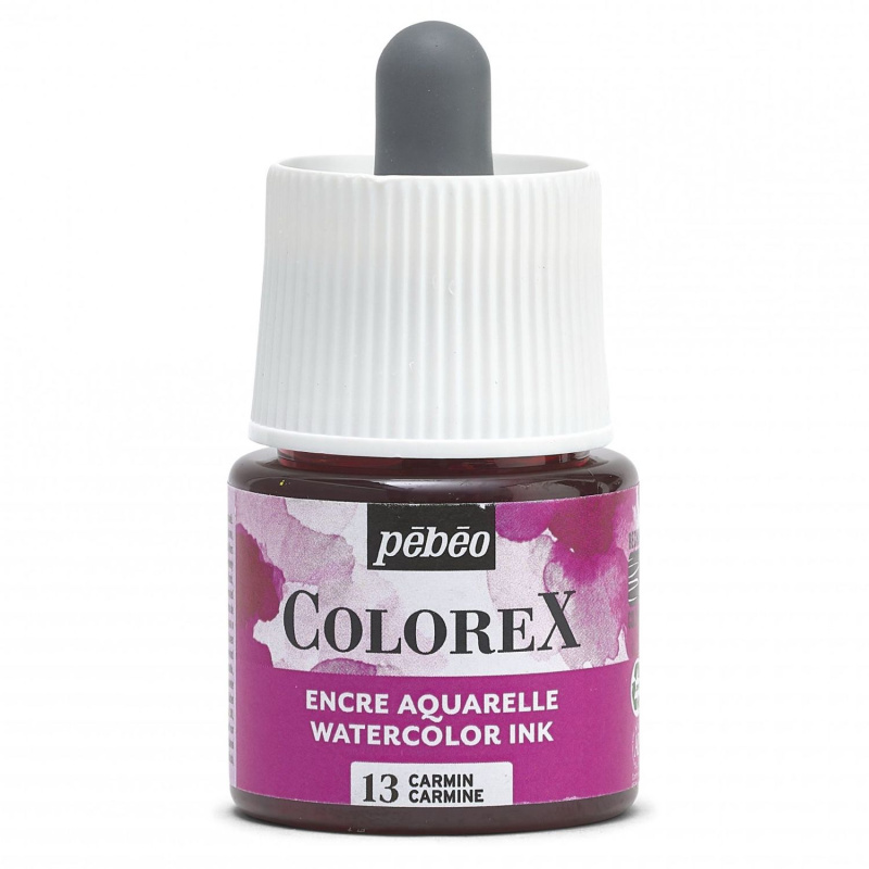 COLOREX od Pebeo je priehľadný atrament na akvarel na báze farbiva. Má extrémne jasné farby, zamatový povrch a dokonale jednotné sýte odtiene. Farby sa