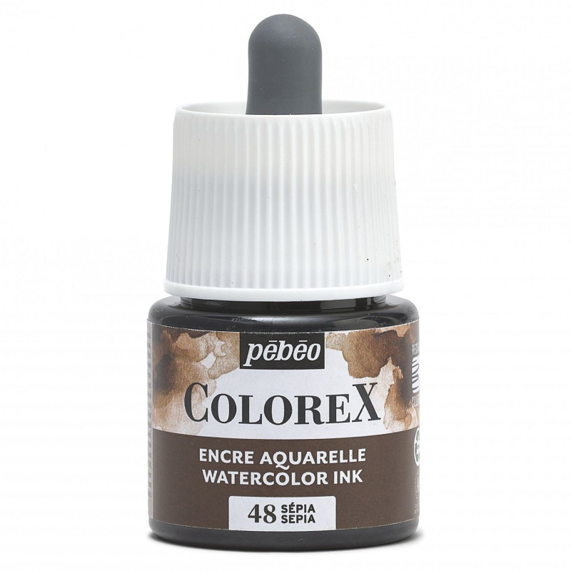 COLOREX od Pebeo je priehľadný atrament na akvarel na báze farbiva. Má extrémne jasné farby, zamatový povrch a dokonale jednotné sýte odtiene. Farby sa