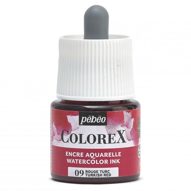 COLOREX od Pebeo je priehľadný atrament na akvarel na báze farbiva. Má extrémne jasné farby, zamatový povrch a dokonale jednotné sýte odtiene. Farby sa