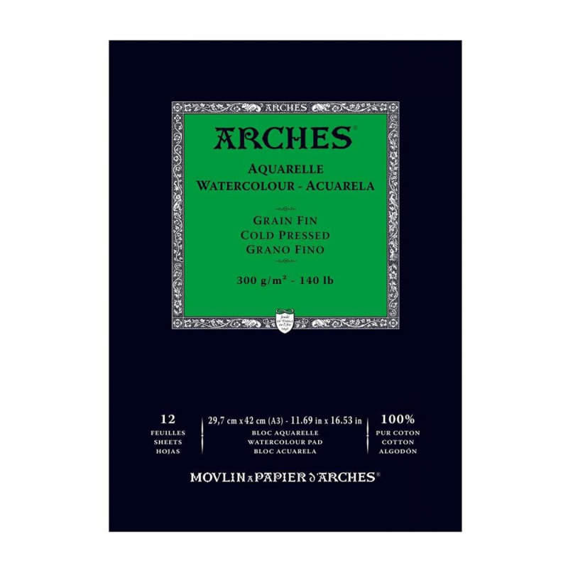 Arches® Cold Press akvarelový skicár – profesionálny papier zo 100 % bavlny. Arches® akvarelový skicár patrí medzi najuznávanejšie umelecké papiere
