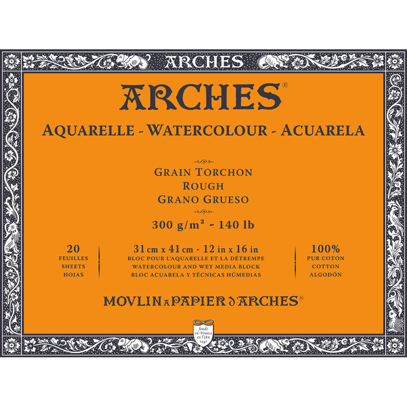 Arches® Rough akvarelový skicár – profesionálny papier zo 100 % bavlny pre expresívnu maľbu. Arches® Rough je prémiový akvarelový skicár určený p