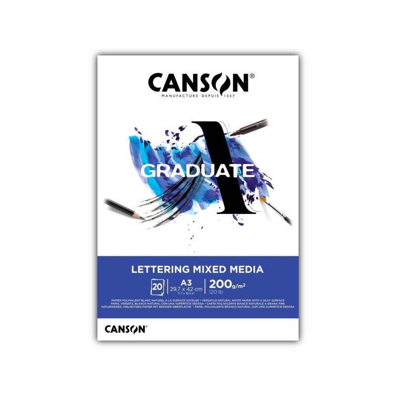 



Canson Graduate Lettering Mix Media skicár – papier na kombinované techniky, lettering a kresbu. Canson Graduate Lettering Mix Media je kvalitný š