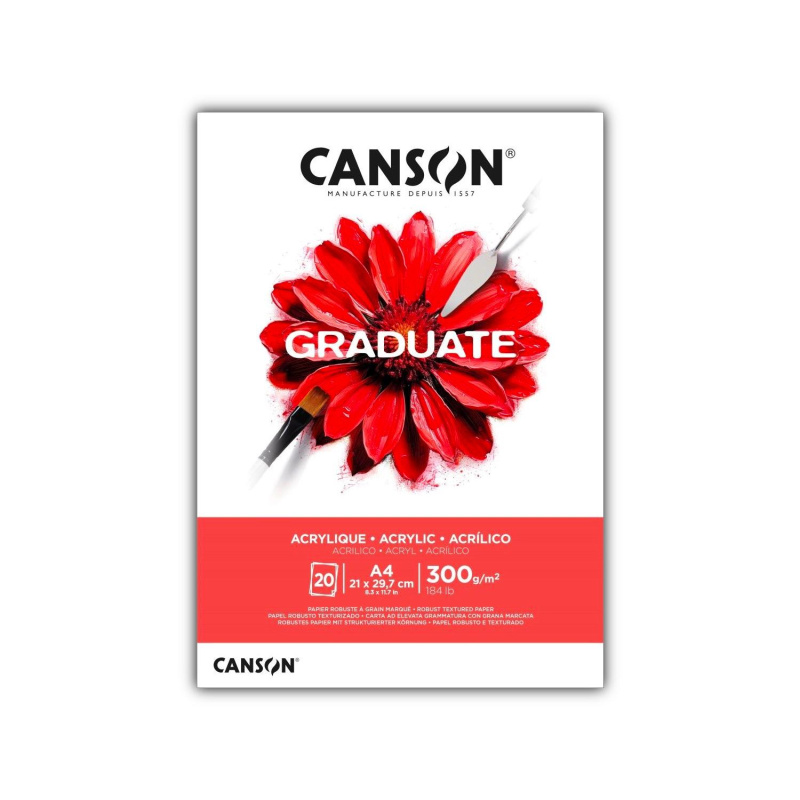 



Canson Graduate Acrylic skicár – papier na akryl a vodou riediteľné olejové farby. Canson Graduate Acrylic je kvalitný študentský maliarsky pap