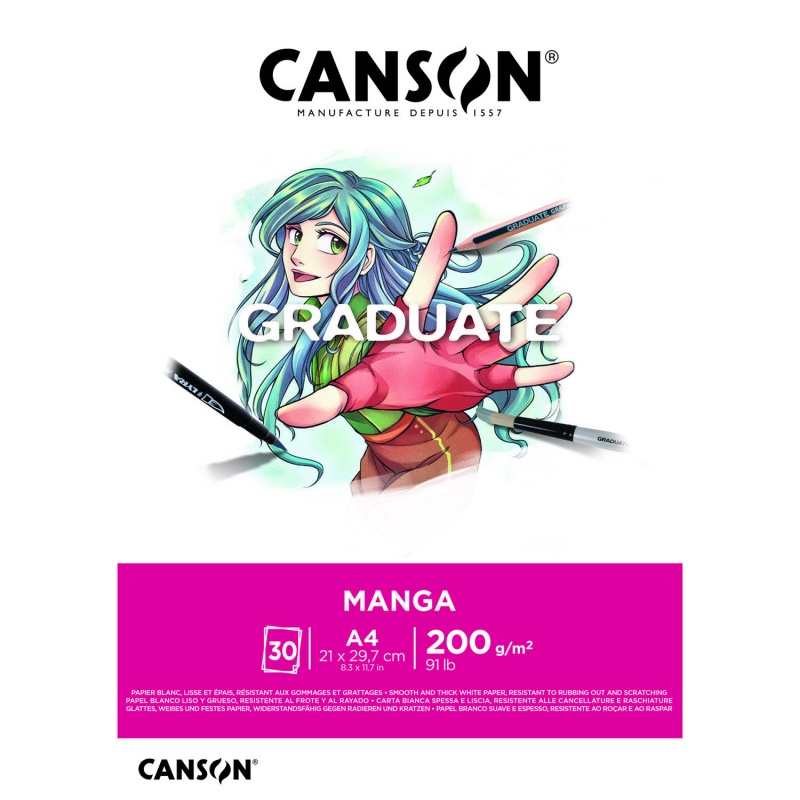 Skicár Canson Manga je skicár v ktorom nájdete papier určený na kreslenie, tvorbu komixov a Manga ilustrácií. Svojou hmotnosťou (gramáž - 200 g/m2) je