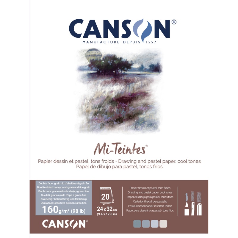 Canson Mi-Teintes je lepený skicár s listami papiera v modro-šedom farebnom nádychu. Listy tohto skicáru sú zaujímavé tým, že každá zo strán má in
