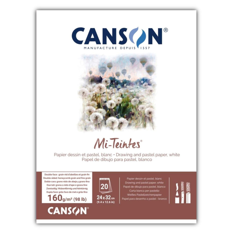 Canson Mi-Teintes skicár – kvalitný papier pre pastel, uhlík a umeleckú kresbu. Canson Mi-Teintes je kvalitný skicár s bielym papierom určený pre umel