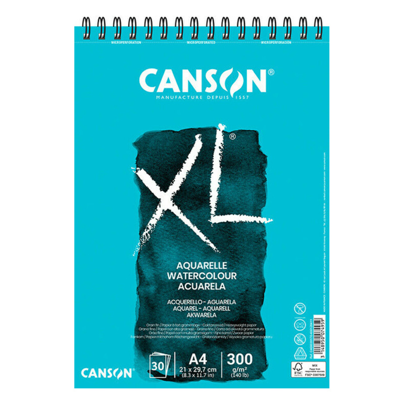 Canson XL Aquarelle – kvalitný akvarelový skicár pre študentov aj hobby umelcov. Canson XL Aquarelle je obľúbený akvarelový skicár navrhnutý pre ži