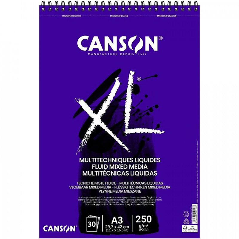 Canson XL Fluid Mixed Media – profesionálny papier pre atrament, akryl a mokré techniky. Canson XL Fluid Mixed Media je kvalitný skicár navrhnutý špeci�