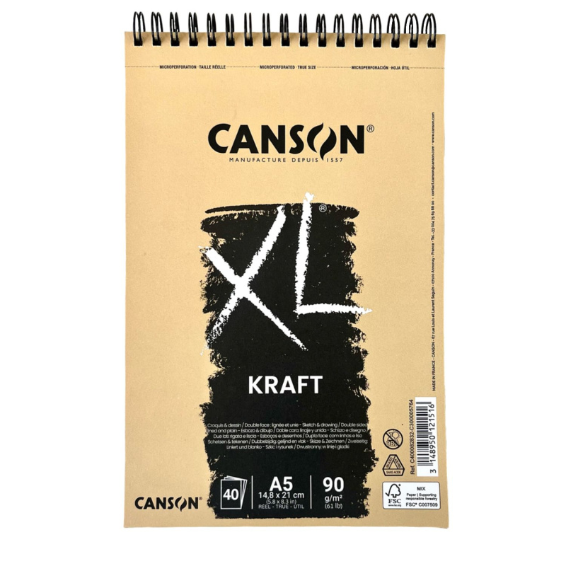 Canson XL KRAFT – skicár s hnedým papierom pre kreslenie a umelecké techniky. Canson XL KRAFT je štýlový skicár s charakteristickým hnedým papierom, 