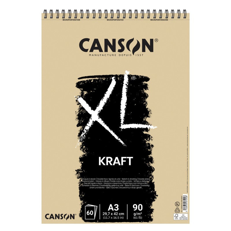 XL KRAFT skicár s hnedým papierom využijú najmä tí, ktorí radi kreslia. Papier má špeciálnu hnedú farbu, na ktorej skvele vyniknú bledé pastely, gr