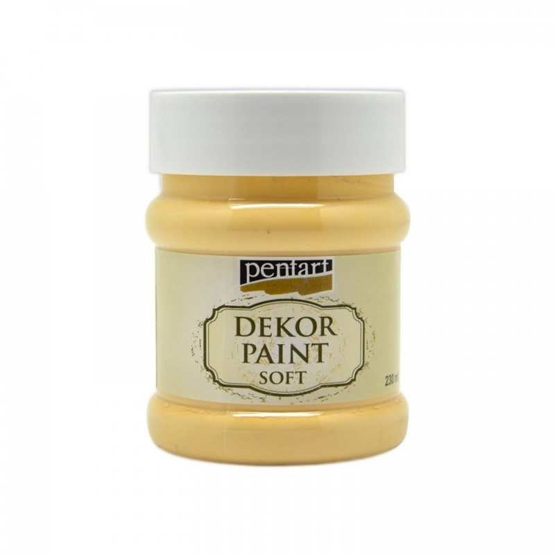 Dekor Paint Soft od Pentart je rýchloschnúca kriedová farba na vodnej báze s vynikajúcou krycou schopnosťou. Vďaka svojmu špeciálnemu zloženiu vytvár