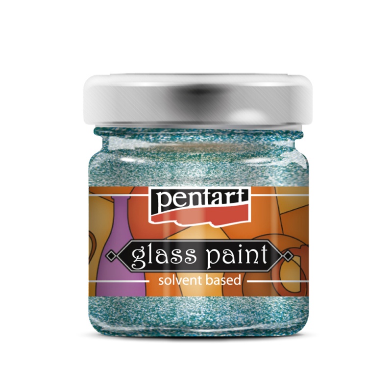 Farby na sklo (Glass paint) od značky Pentart sú rýchloschnúce farby, riediteľné alkoholovým riedidlom Pentart. Základné odtiene sú nepriehľadné, me