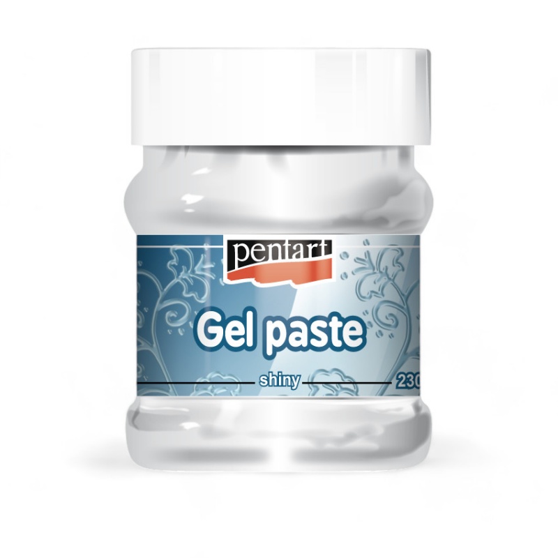 Gélová pasta na vodnej báze (Gel paste) je po uschnutí priehľadná a lesklá slúži na vytvorenie 3D efektov. Na