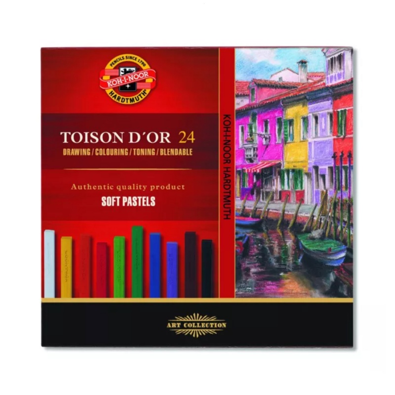Koh i noor sada mäkkých pastelov Toison Dor je sada 24 kusov suchých pastelov. Sada je vytvorená špeciálne pre všetkých umelcov, ktorí si chcú vyskú