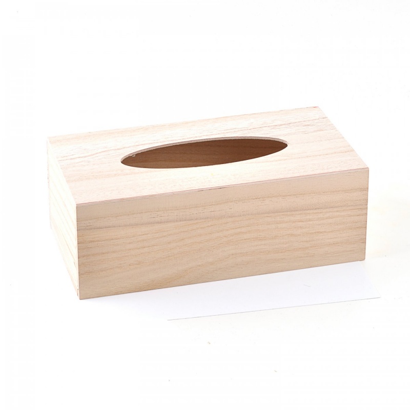 Krabička na vreckovky v tvare kvádra s otvorom na vrchnej strane poslúži ako spoľahlivý obal na tenké kozmetické vyťahovacie vreckovky.
Drevené výro
