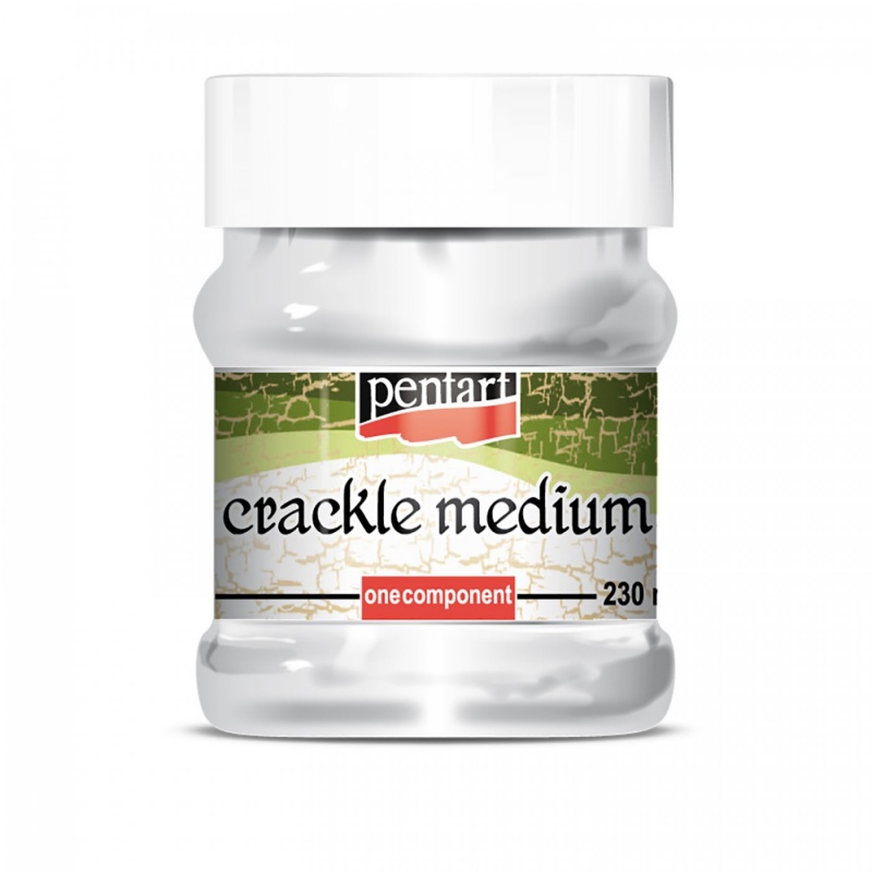 Krakelovací lak (Crackle medium) je skvelým produktom na dosiahnutie efektu popraskaného povrchu. Kombinuje sa často s technikou dekupáže a hodí sa ku v