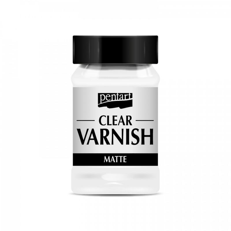 Clear varnish je syntetický bezfarebný lak, ktorý schne veľmi rýchlo. Okrem lesklého laku Pentart vyvinul aj matnú verziu, vďaka čomu majú dekorované