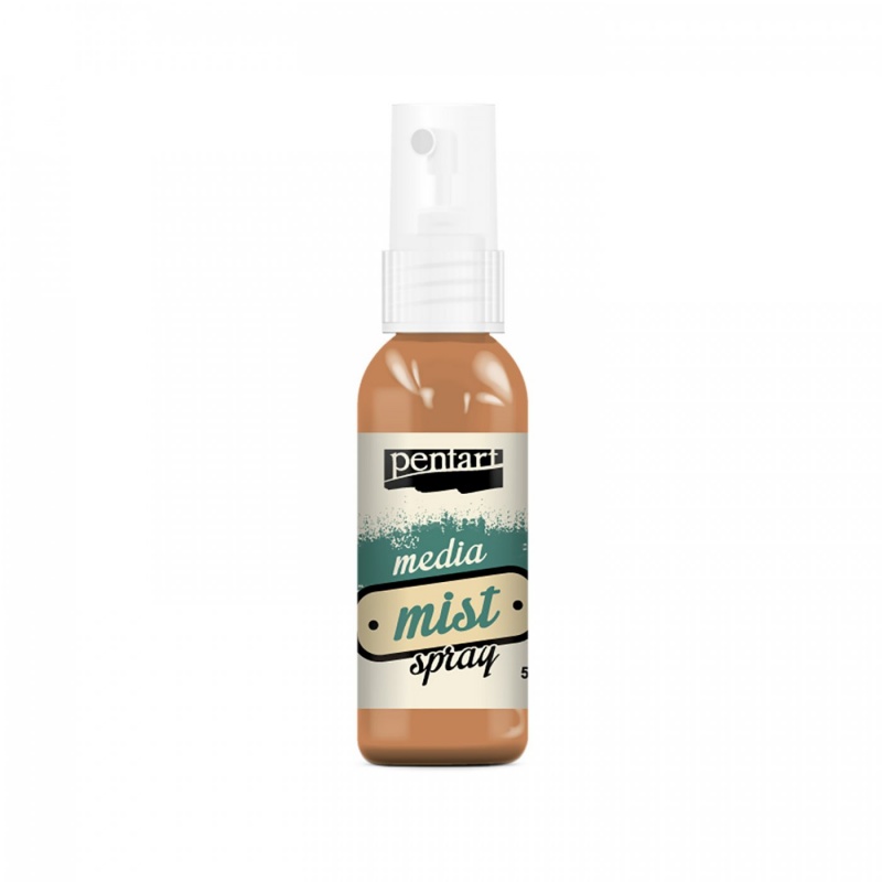 Media Mist Spray od Pentart obsahuje rýchloschnúcu farbu na vodnej báze ktorú môžete nastriekať na akýkoľvek povrch. Matný vzhľad dosiahnete nastriek