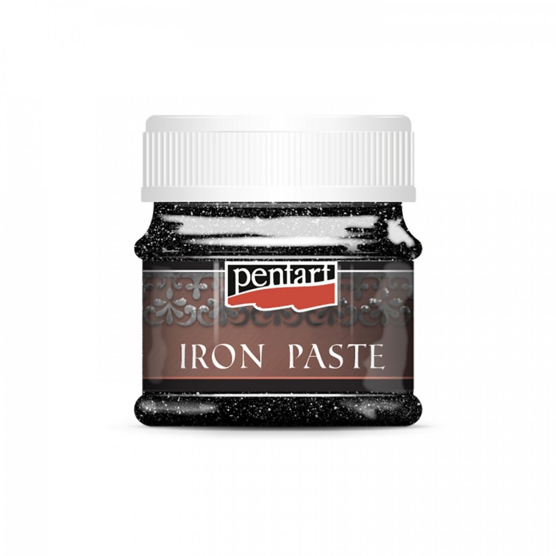 Minerálna pasta (Iron paste) s obsahom oxidu železitého prináša možnosť napodobniť rôzne kovové a hrdzavé povrchy. Pastu nanášate na zvolený povrc