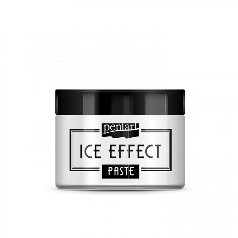 Pasta ľadový efekt (Ice effect paste) je pružná pasta na vodnej báze, po uschnutí priehľadná opálová a plná ligotavých holografických pigmentov imi