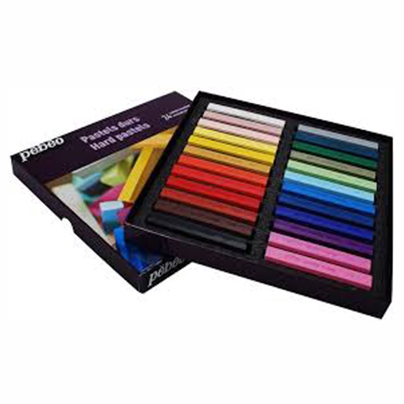 Suché tvrdé pastely (Pebeo hard pastels) sú určené na maľovanie snových krajinomalieb, jemných farebných prechodov pri maľovaní oblohy a oblakov či 