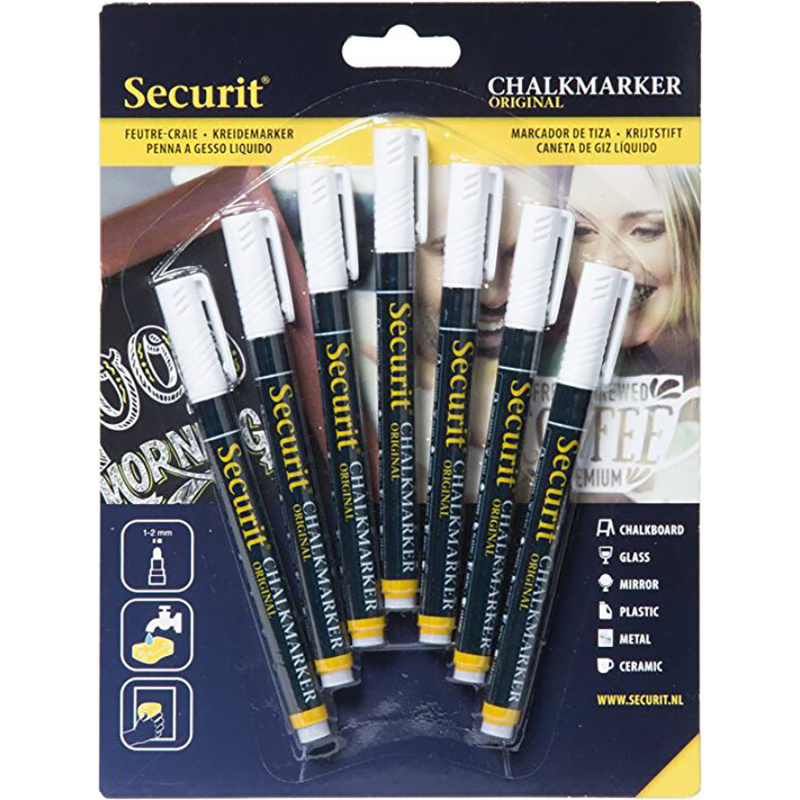 Sada 7 kriedových fixiek Securit pomôže pri domácich a aj pracovných projektoch ako je zapisovanie poznámok na tabule, zdobenie zrkadiel, okien či stien 