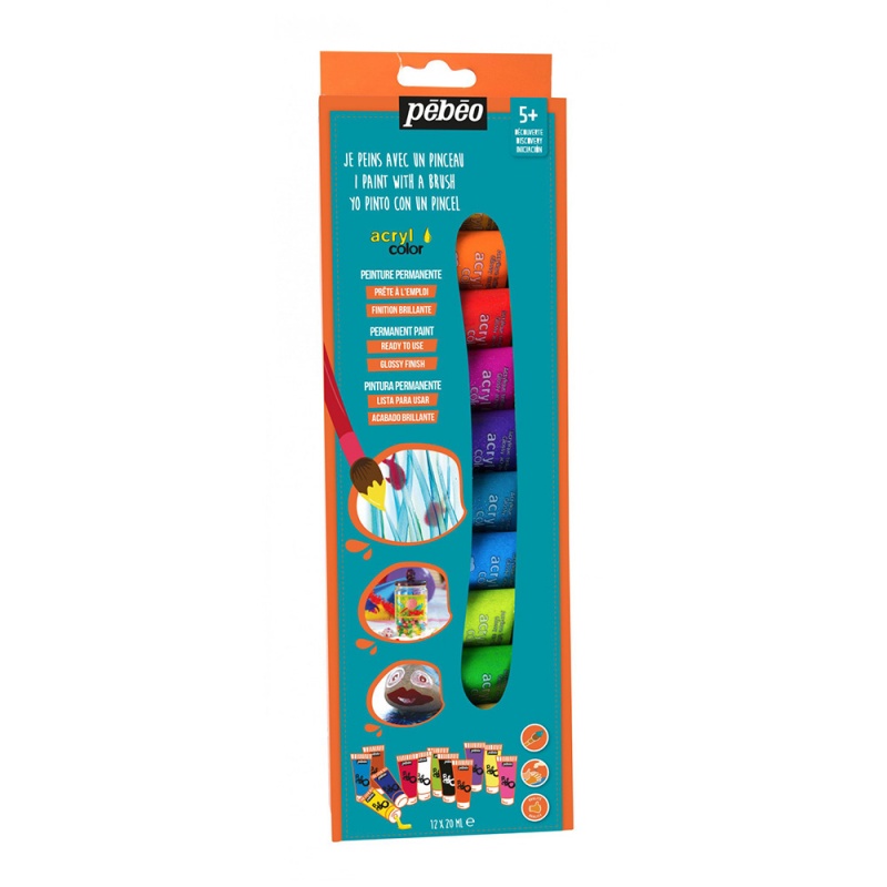 Acrylcolor značky Pébéo sú akrylové farby pre deti. Majú výborné krytie a sú dostatočne tekuté na vytláčanie z obalu. Vďaka plastovej fľaške a v