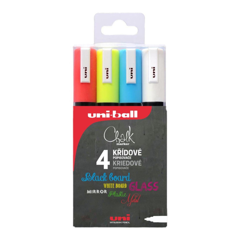 Viacúčelový kriedový popisovač spája jednoduchosť a praktickosť. Je bezprašný a ide ľahko zmazať vlhkou handričkou. Vďaka odolnosti proti dažďu 