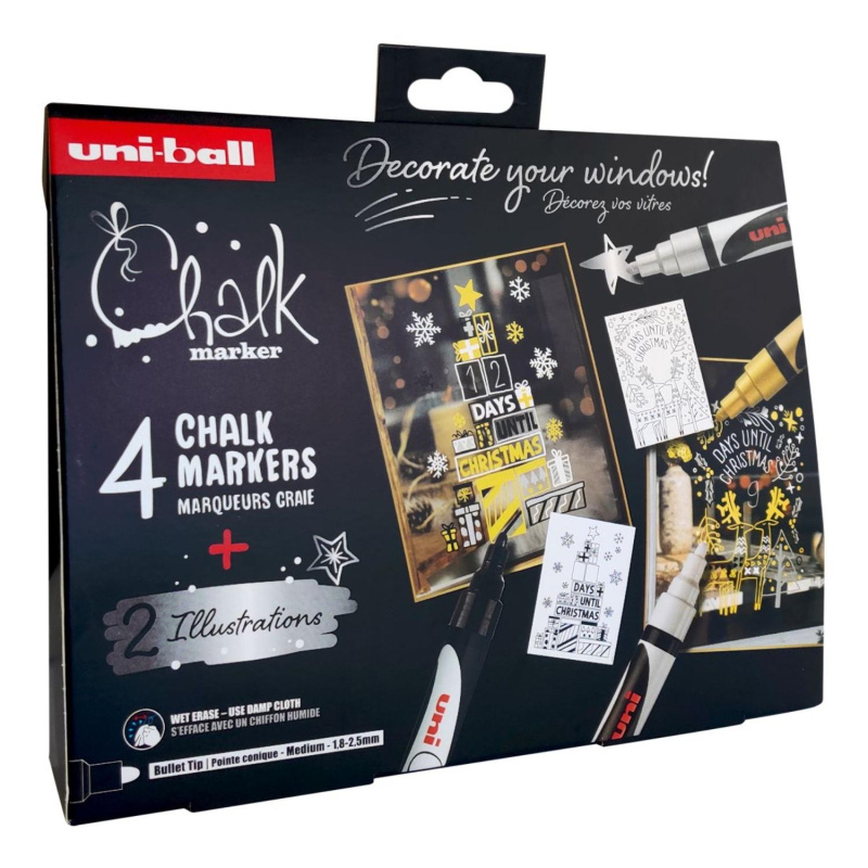 Viacúčelový kriedový popisovač spája jednoduchosť a praktickosť. Je bezprašný a ide ľahko zmazať vlhkou handričkou. Vďaka odolnosti proti dažďu 