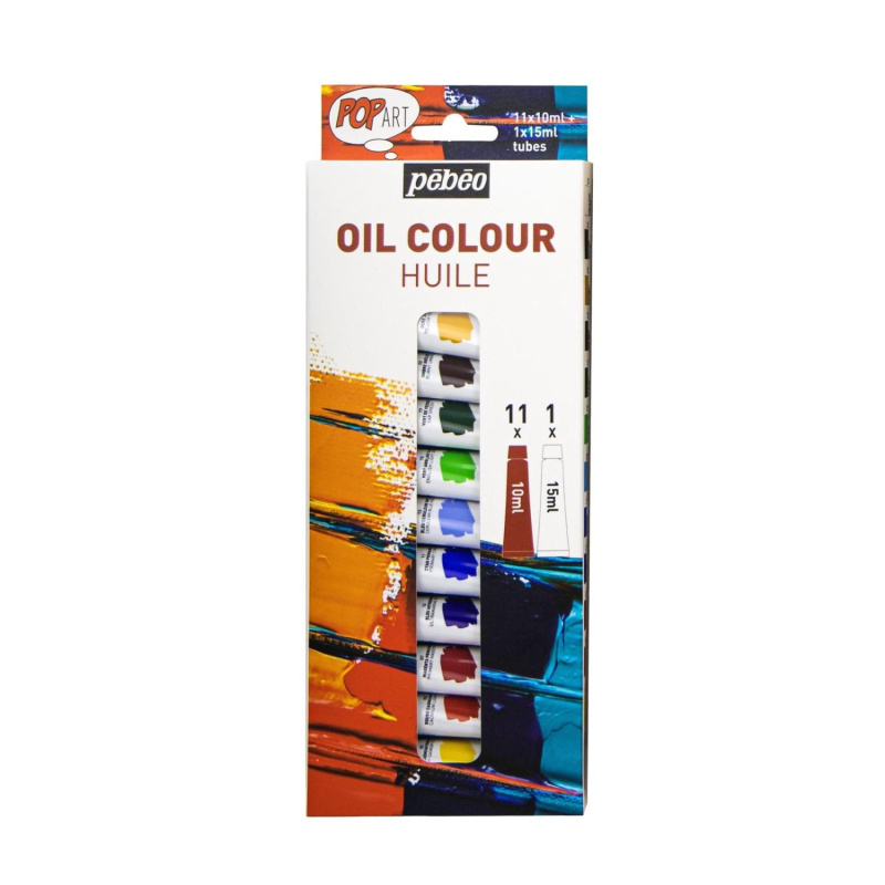 Sada 12 tubičiek olejových farieb radu Pop Art, študenskej kvality. Jasné a sýte farby, hladká a jemná textúra. Perfektná štartovacia sada, ideálna p