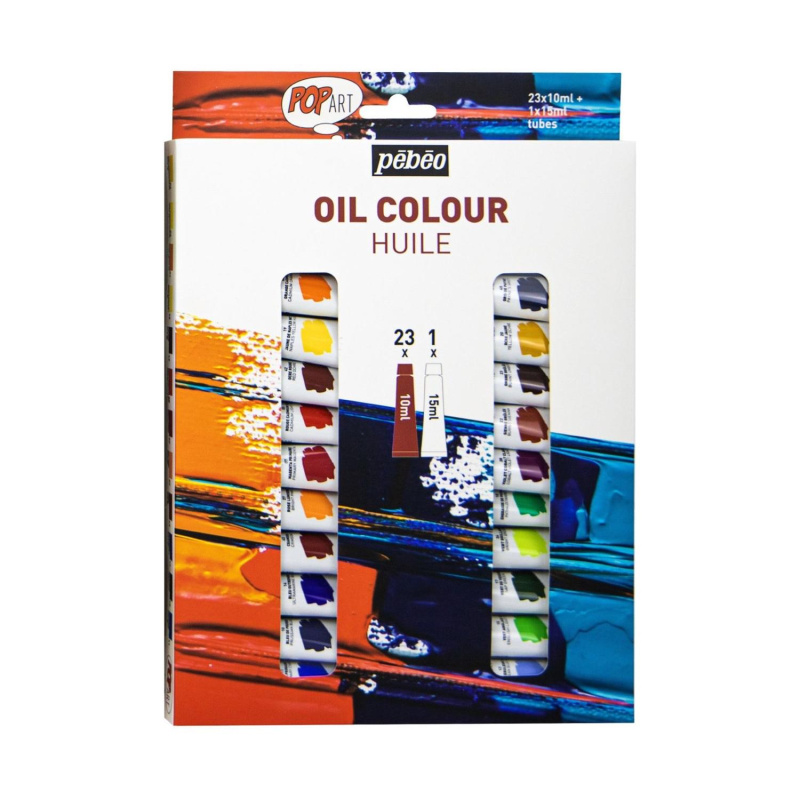 Sada 24 tubičiek olejových farieb radu Pop Art, študenskej kvality. Jasné a sýte farby, hladká a jemná textúra. Perfektná štartovacia sada, ideálna p
