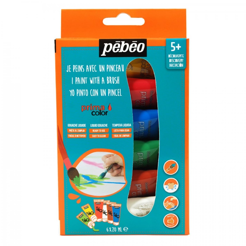 Sada Primacolor obsahuje tekuté temperové farby značky Pébéo sú pripravené na okamžité použitie. Sú to temperové farby riediteľné vodou, určené 