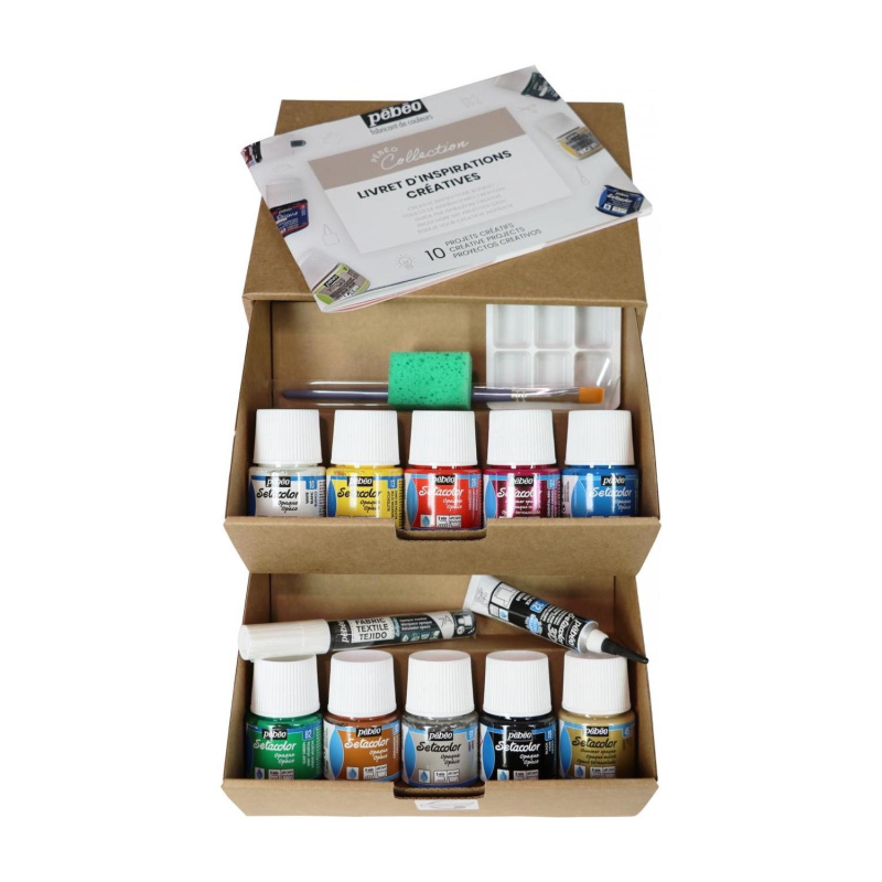 Farby na textil Setacolor Opaque od Pébéo sú krycie, vodou riediteľné navzájom miešateľné farby na textil. Farby sú živé a žiarivé. Ich zloženie 