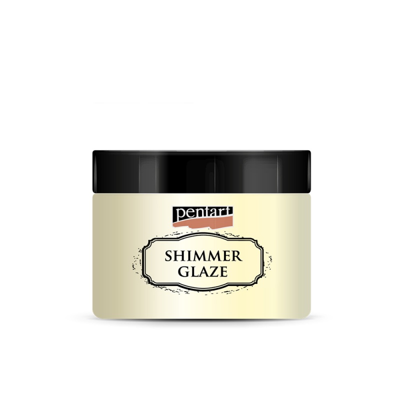 Shimmer glaze pasta je trblietavá glazúrovitá pasta, má textúru farebného gélu s trblietavými pigmentovými čiastočkami. Ľahko sa nanáša pomocou š