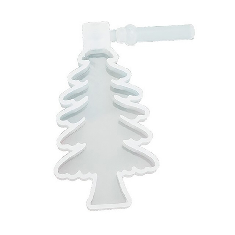 Silikónová forma na vianočnú reťaz v tvare vianočného stromčeka z bieleho silikónu vhodná pre prácu so živicou, pomylérovými hmotami, sadrou alebo