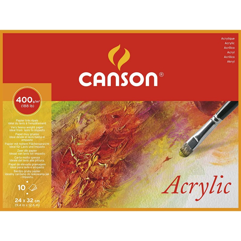 Canson Acrylic je skicár s čisto-bielymi listami ultrajemnej kvality. Papier má gramáž 400g/m2 čo z neho robí pevný odolný list, ktorý vydrží maľov