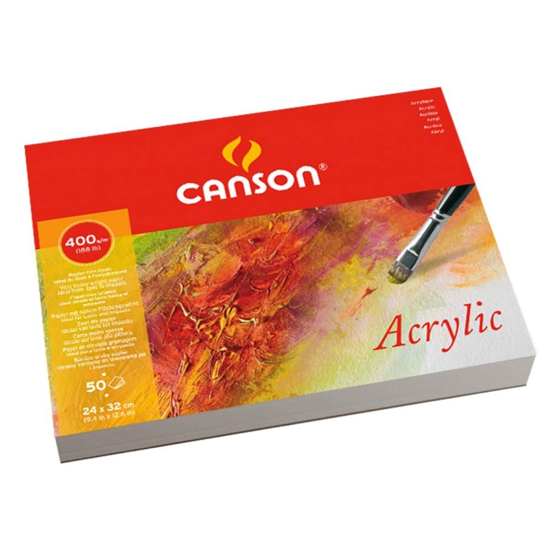 Canson Acrylic je skicár s čisto-bielymi listami ultrajemnej kvality. Papier má gramáž 400g/m2 čo z neho robí pevný odolný list, ktorý vydrží maľov