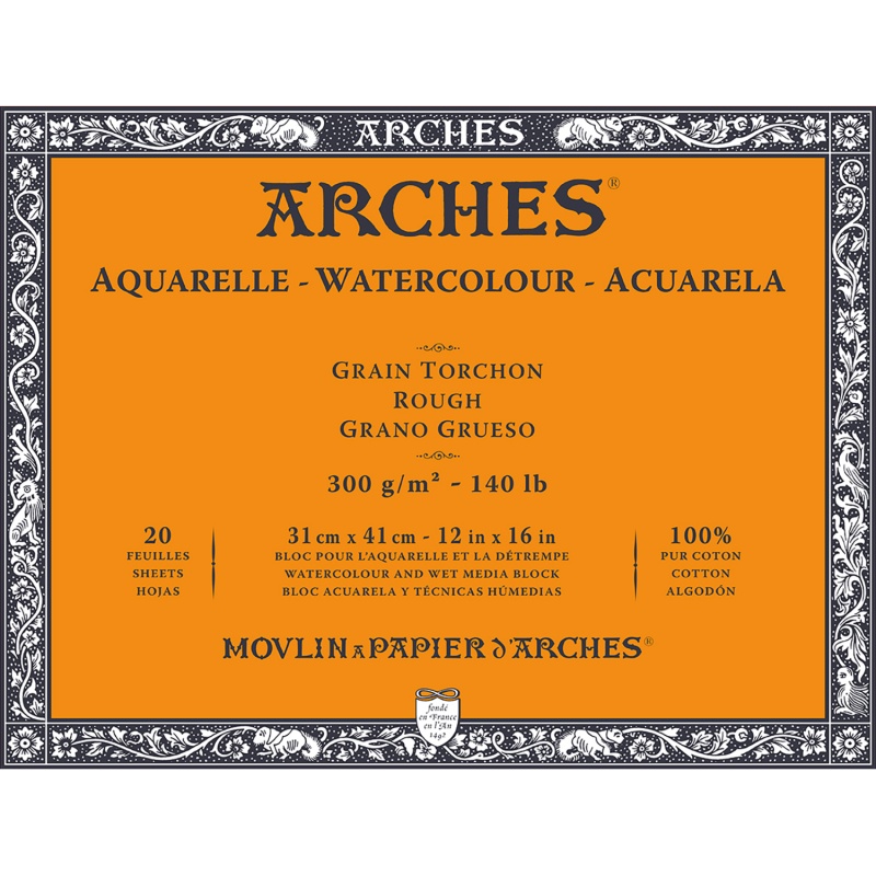 Skicár Arches® je vyrobený tradičnou valcovou metódou, ktorá papieru dodáva prírodnú harmonickú štruktúru. Valec zaistí rovnomerné rozloženie bav