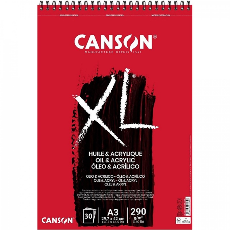 Skicár Canson XL olej/akryl obsahuje odolný papier. Jeho výnimočná biela farba necháva vyniknúť všetky farebné odtiene, ktoré naň nanesiete. Na vrch