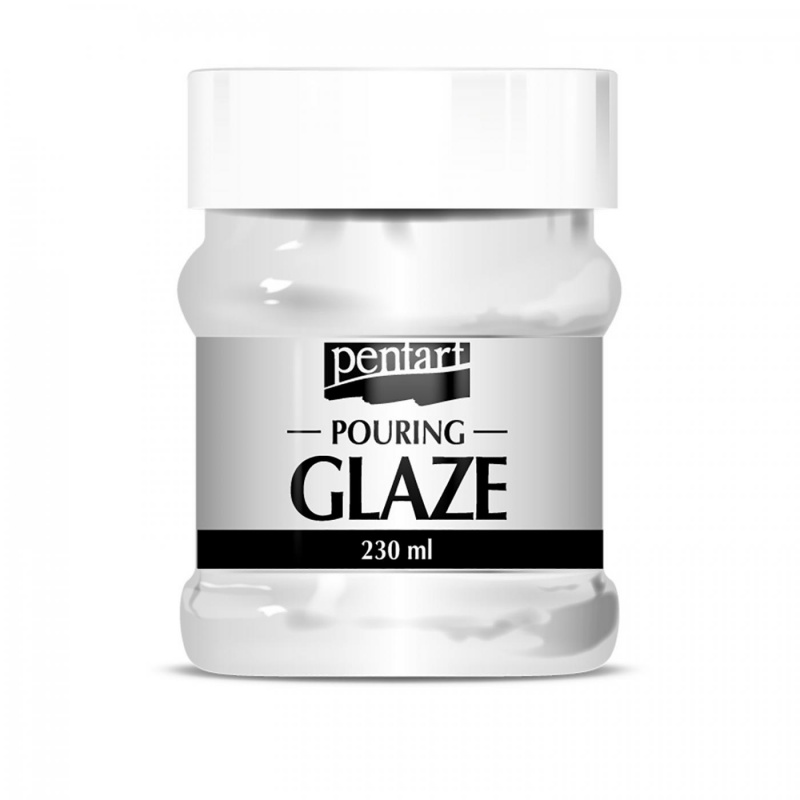 Tekutá glazúra (Pouring glaze) je novinkou značky Pentart. Ide o priehľadný, vysokolesklý lak na vodnej báze, ktorý vytvára tvrdý a veľmi odolný pov