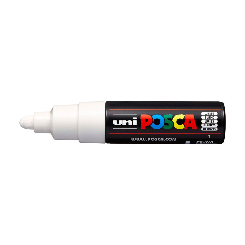 Uni Posca fixka PC-7M je jeden z najpopulárnejších typov popisovačov značky Uni. Marker Posca má okrúhly hrot hrúbky 4,5 - 5,5 mm, ktorý vytvára stred