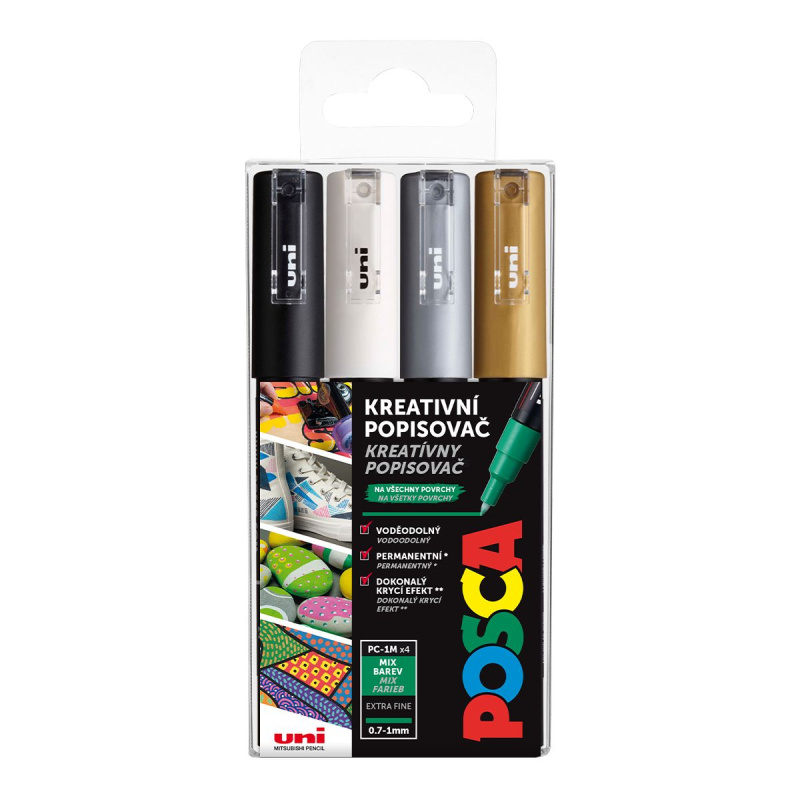 Uni Posca fixka PC-1M je jeden z najpopulárnejších typov popisovačov značky Uni. Marker Posca má okrúhly hrot hrúbky 0,7 mm, ktorý vytvára tenké lín