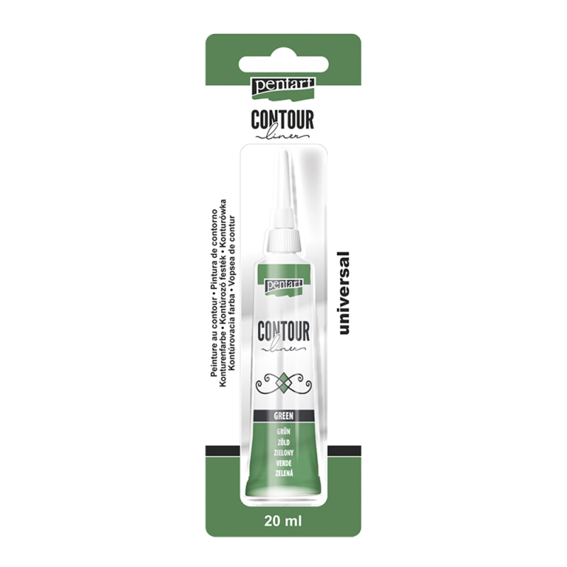 Univerzálna kontúrovacia farba je hustá farba na vodnej báze použiteľná na ľubovolný povrch. Určená na kraeslenie línií a obrysov, na zvýraznenie