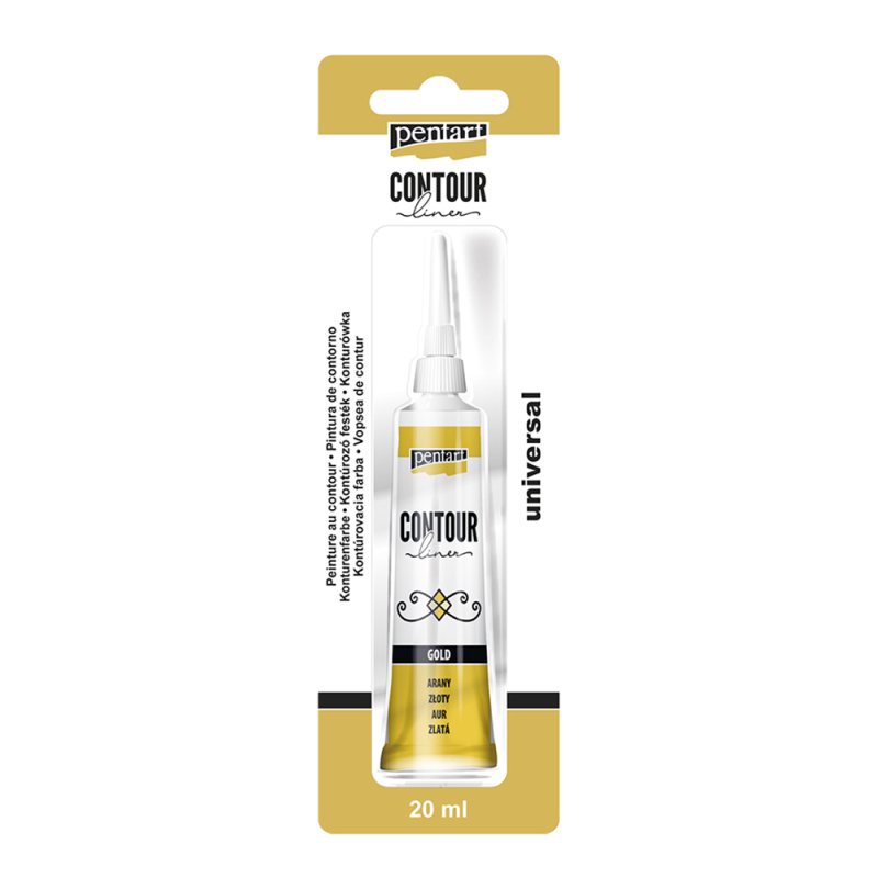 Univerzální konturovací barva je hustá barva na vodní bázi použitelná na libovolný povrch. Určena pro kraeslení linií a obrysů, pro zvýraznění o
