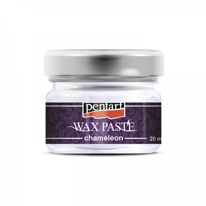 Vosková pasta (Chameleon wax paste) so základom včelieho vosku a pomarančového oleja vytvorí na tmavom povrchu meniaci sa  kovový trblietavý efekt, na b