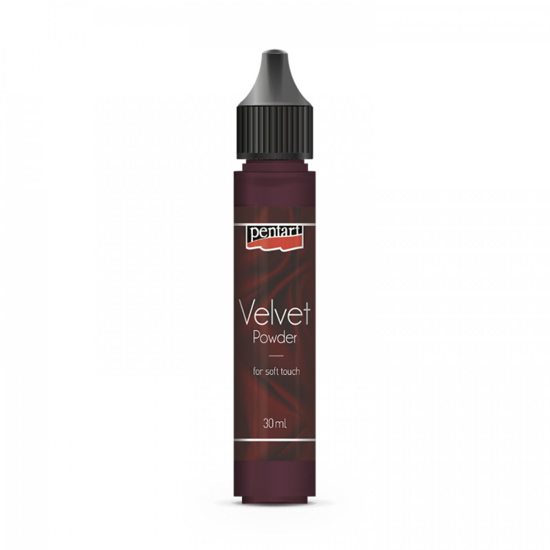 Velvet powder je zamatový prášok, ktorý vytvára zamatový povrch. Dá sa jednoducho "fúknuť" cez hrot tam kde chcete na ešte mokrú farbu, alebo lepiaci