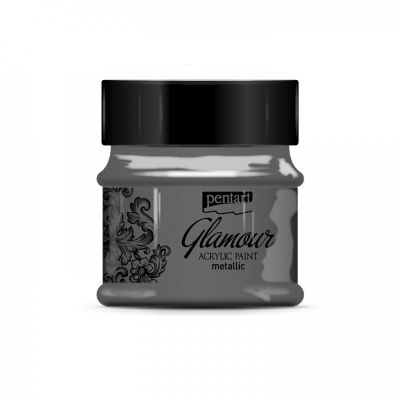 Akrylová farba, glamour, 50 ml, čierno-strieborná