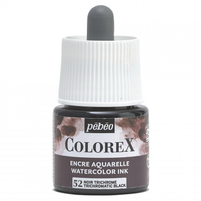 Akvarelový atrament COLOREX, trichromatic black 45 ml